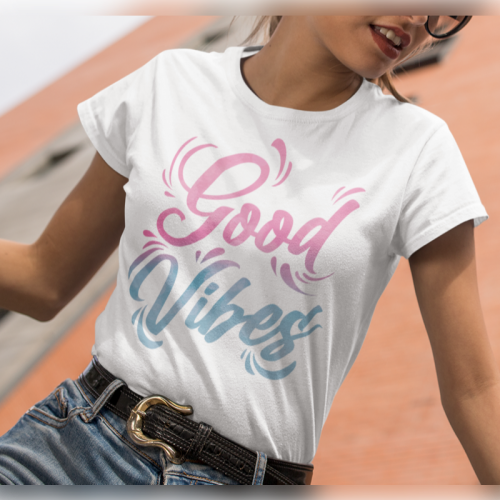 T-shirt lady slim Good Vibes