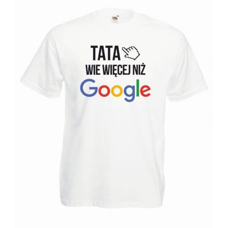T-shirt tata wie więcej niż google biała