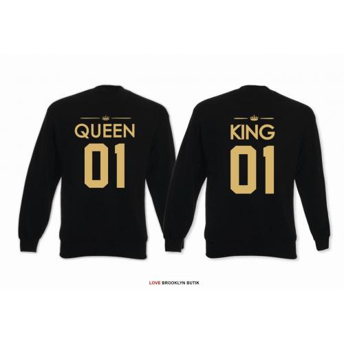 Bluza z kapturem DLA PAR 2 SZT QUEEN 01 & KING 01 GOLD