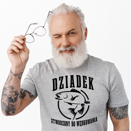 T-shirt Oversize szary | Dziadek stworzony do wędkowania [outlet2]
