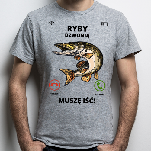 T-shirt oversize szara Ryby...