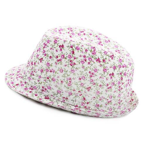 kapelusz damski w kwiaty /fuksja/