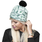 CZAPKA pompon  FULLPRINT DOLAR