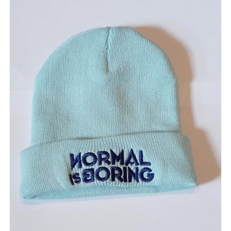 czapka krasnal haft / Normal Is Boring / błękit /