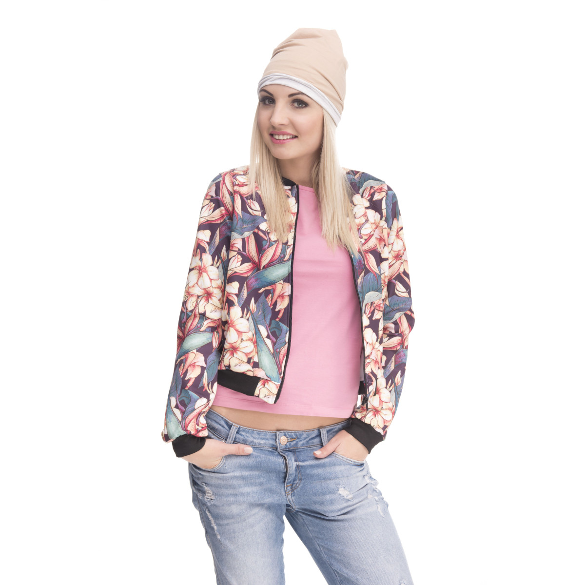 Czapka DOUBLESIDE cotton beanie FUKSJA