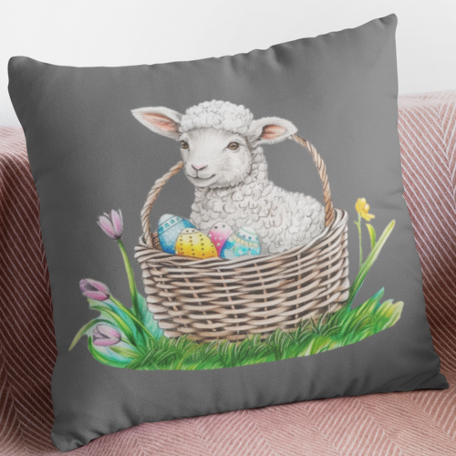 Poduszka | Baranek - Kwiaty