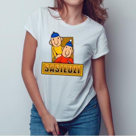 T-shirt lady slim DTG Sąsiedzi yellow [OUTLET 2]