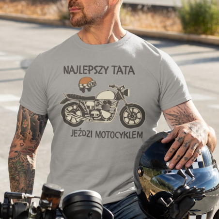 Koszulka męska | Najlepszy Tata Jeździ Motocyklem - Kask