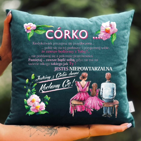 [OUTLET] Poduszka | Córko jesteśmy z ciebie dumni kochamy cię rodzice 1
