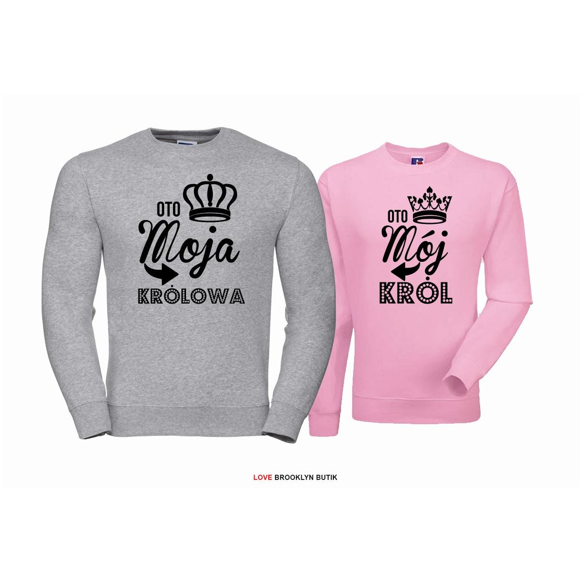 Bluza dla par Król & Królowa szary-pudrowy róż