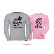 Bluza dla par Król & Królowa szary-pudrowy róż