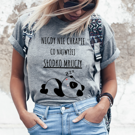 T-shirt Lady Szary | Nigdy nie chrapie, słodko mruczy [OUTLET 2]