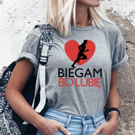 T-shirt lady SZARA Biegam bo lubię