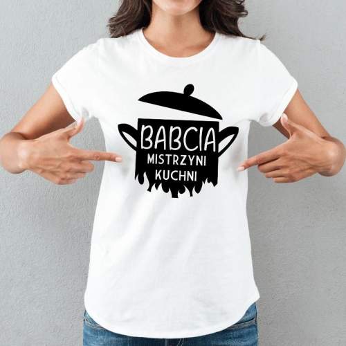 T-shirt lady BIAŁA Babcia...