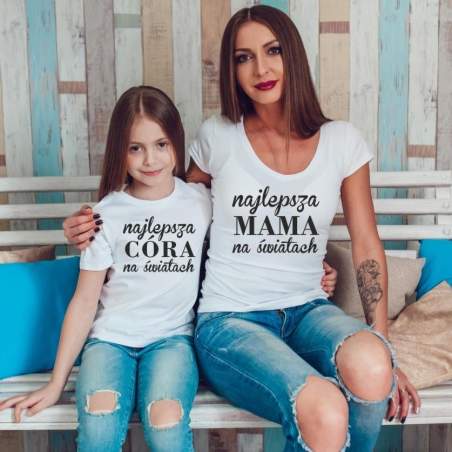 T-shirty dla mamy i córki Najlepsza mama & córka na światach 2 szt