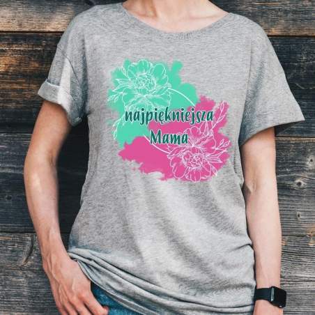 T-shirt lady szary najpiękniejsza mama