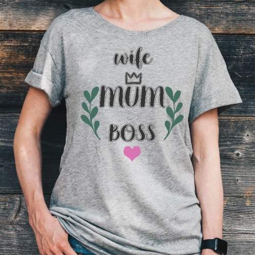 T-shirt lady szary Mum boss