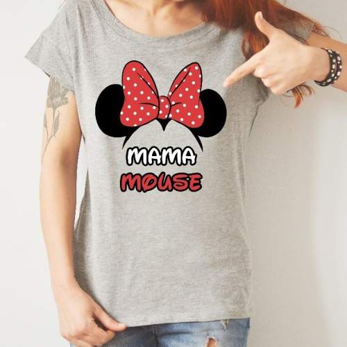 T-shirt lady szary mama mouse