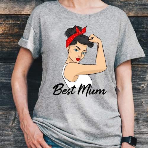 T-shirt lady szary Best mum