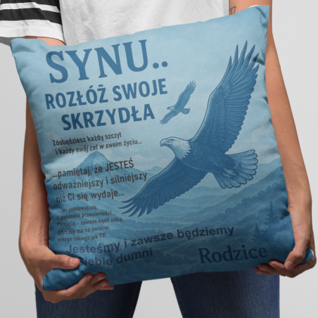 Poduszka | Synu - Zdobywaj Każdy Swój Cel, rodzice