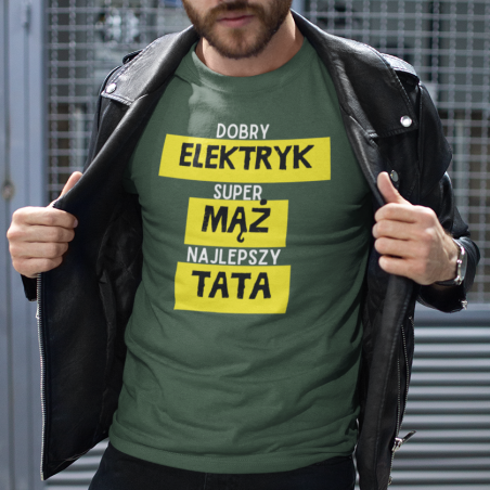 Koszulka męska | Dobry Elektryk, Super Mąż, Najlepszy Tata [OUTLET 2]