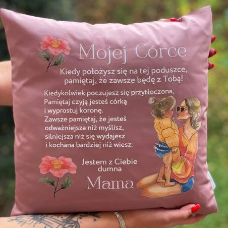 Poduszka | Mojej córce, jestem z ciebie dumna mama kwiaty [OUTLET 2]