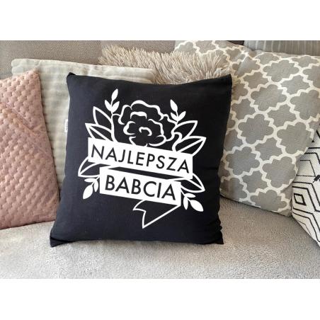 Poszewka czarna | Najlepsza Babcia Flowers [OUTLET 2]