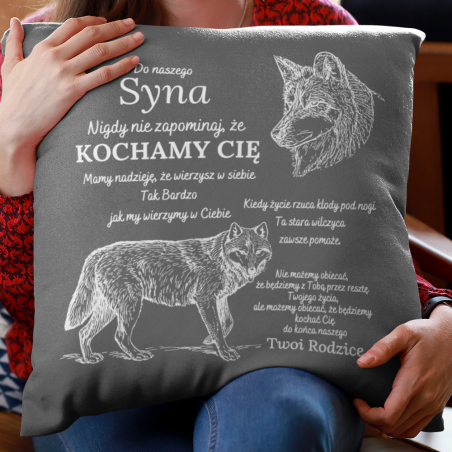 Poszewka | Do naszego syna kochamy Cię Rodzice wilk 3 [OUTLET 2]