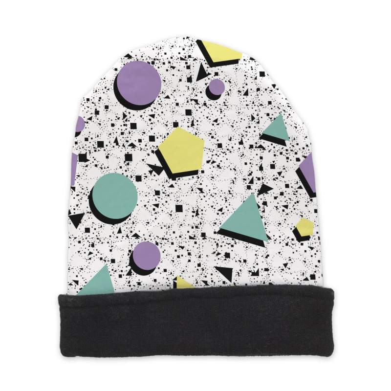 Czapka beanie black druk GEOMETRIC PATTERN