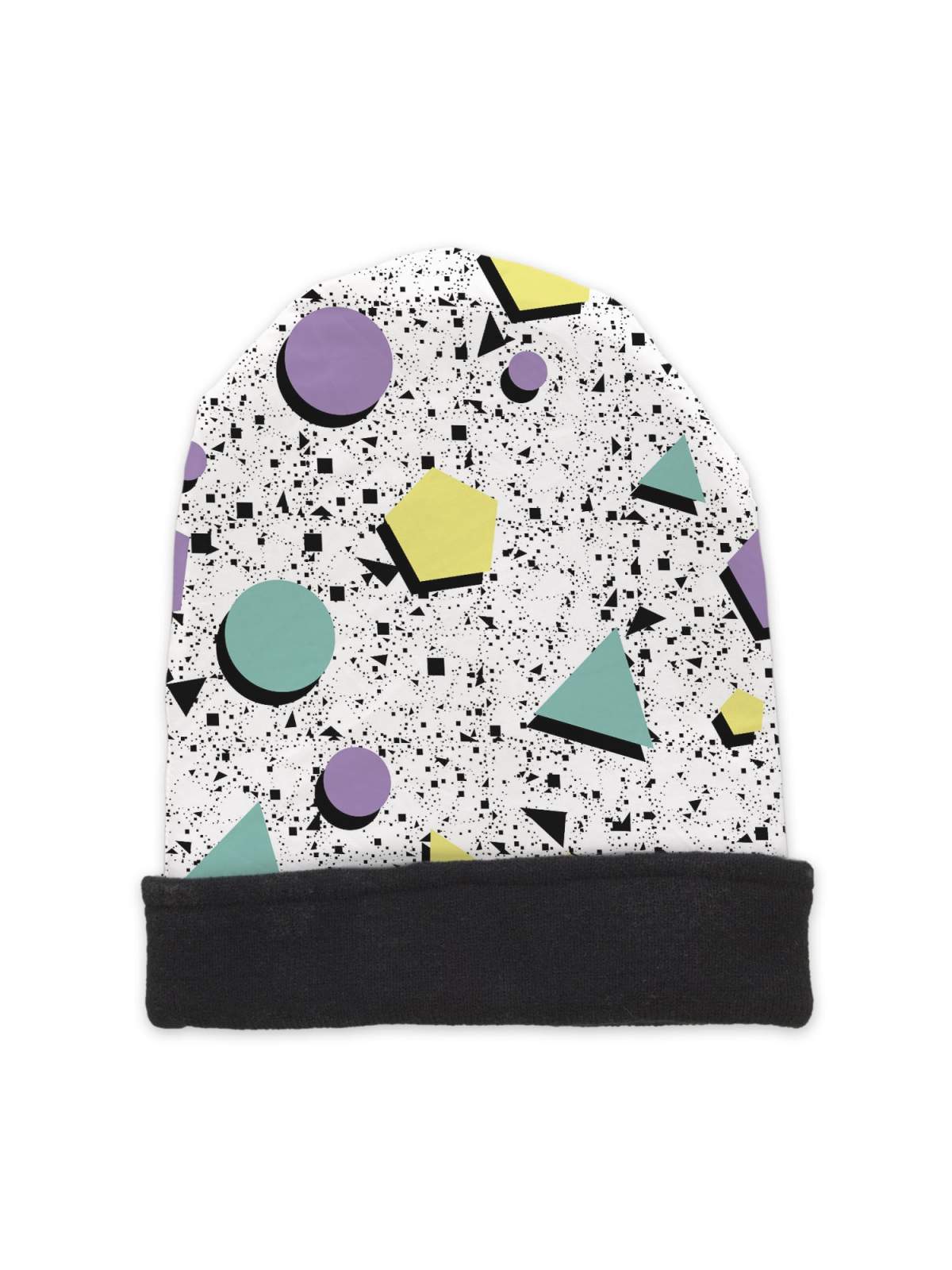Czapka beanie black druk GEOMETRIC PATTERN