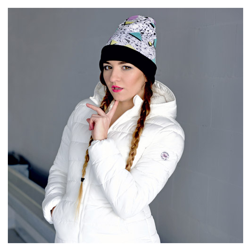 Czapka beanie black druk GEOMETRIC PATTERN