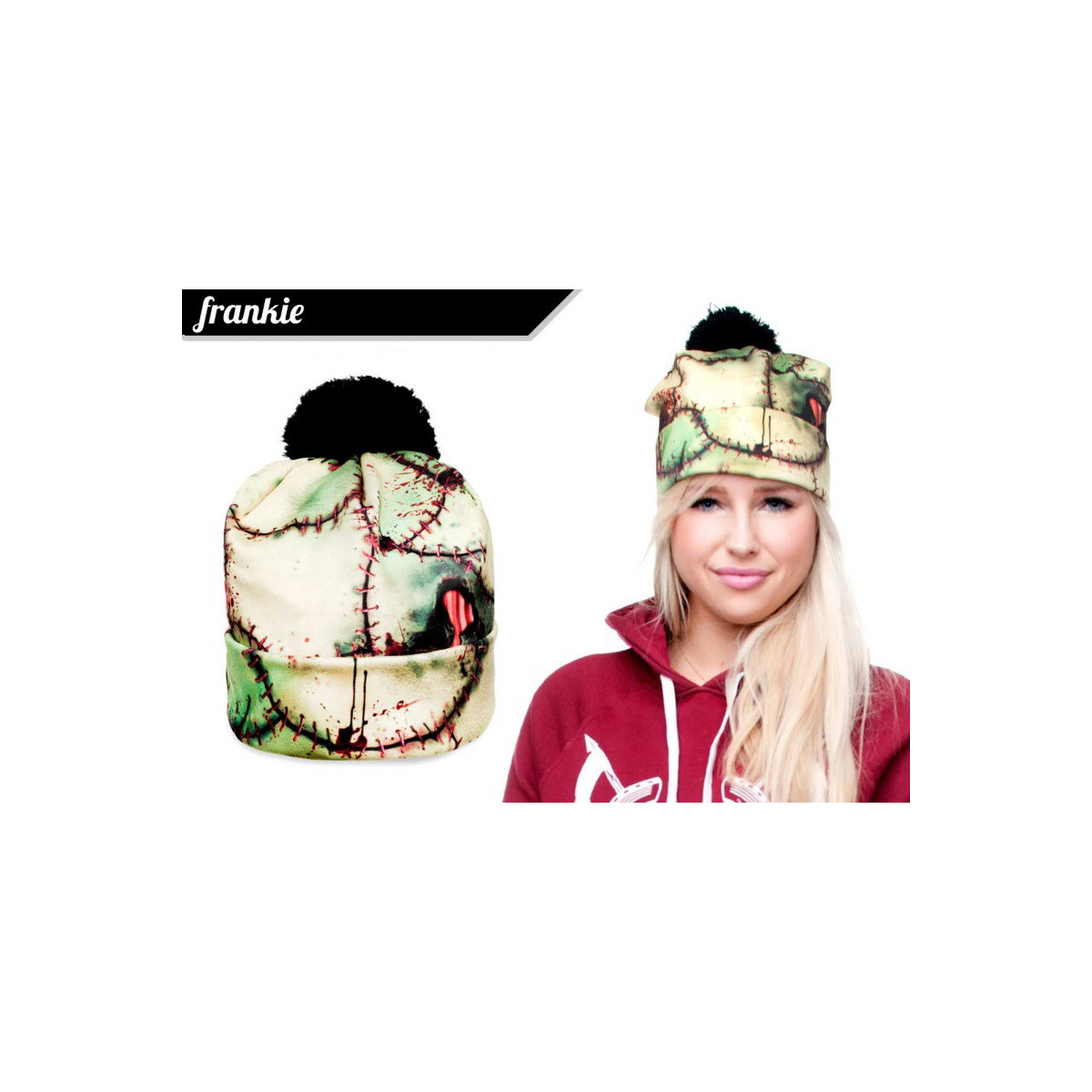 CZAPKA pompon beanie FULLPRINT3d BLOOD