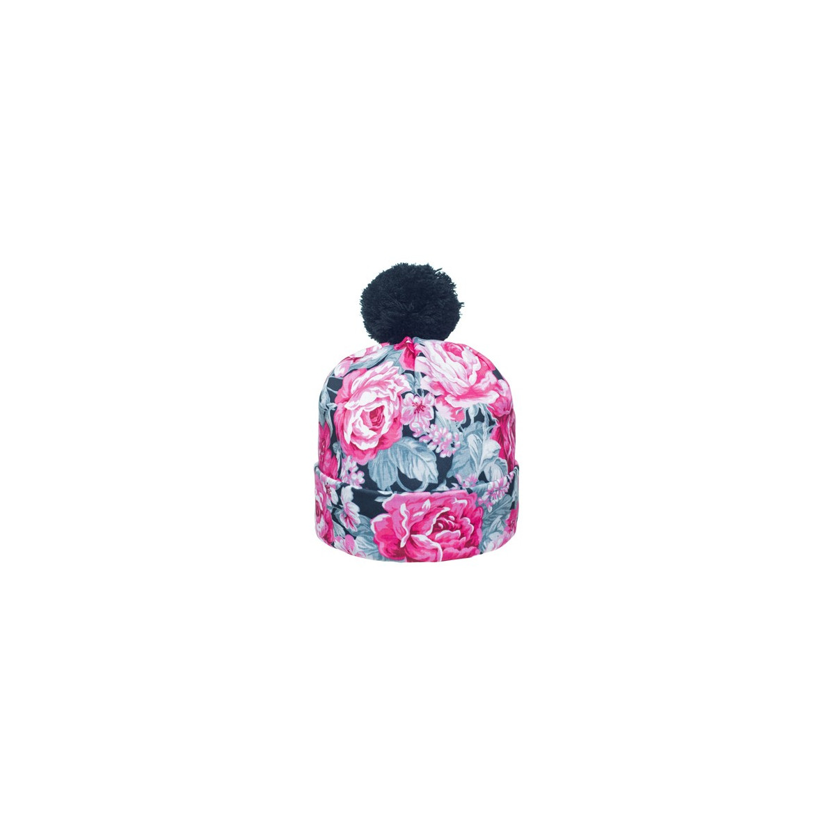 CZAPKA pompon FULLPRINT BLACK  ROSES