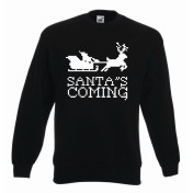 bluza santa's coming czarno-biała