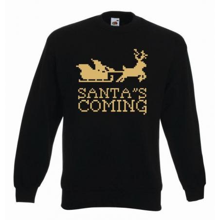 świąteczna bluza santa's coming czarno-złota