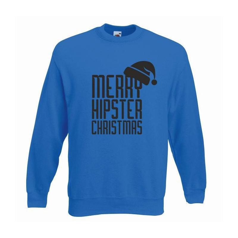 bluza świąteczna merry hipster niebieska