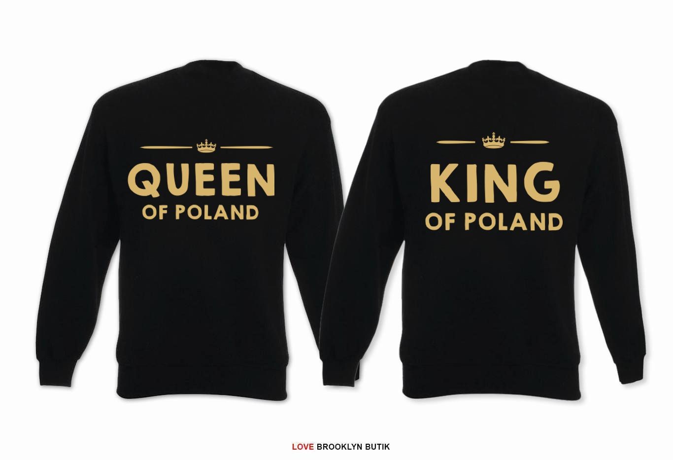Bluza oversize DLA PAR 2 SZT QUEEN poland & KING poland GOLD napis z tyłu XL S