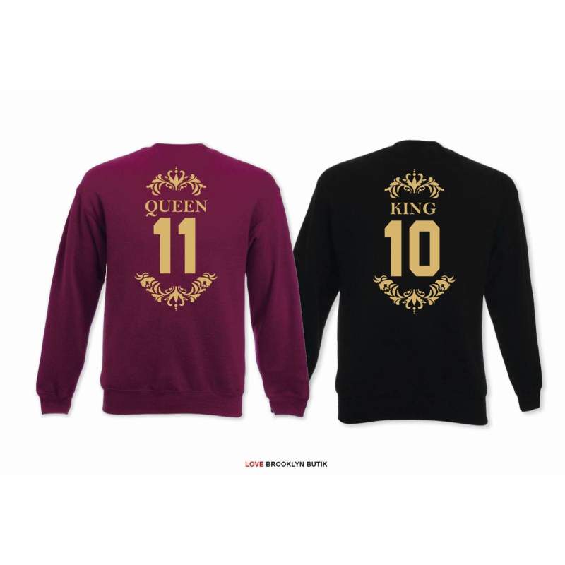 Bluza oversize DLA PAR 2 SZT QUEEN corone & KING corone GOLD napis z tyłu