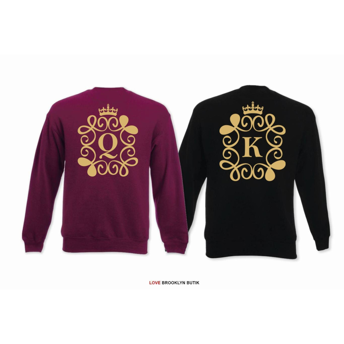 Bluza oversize DLA PAR 2 SZT QUEEN corone & KING corone GOLD napis z tyłu