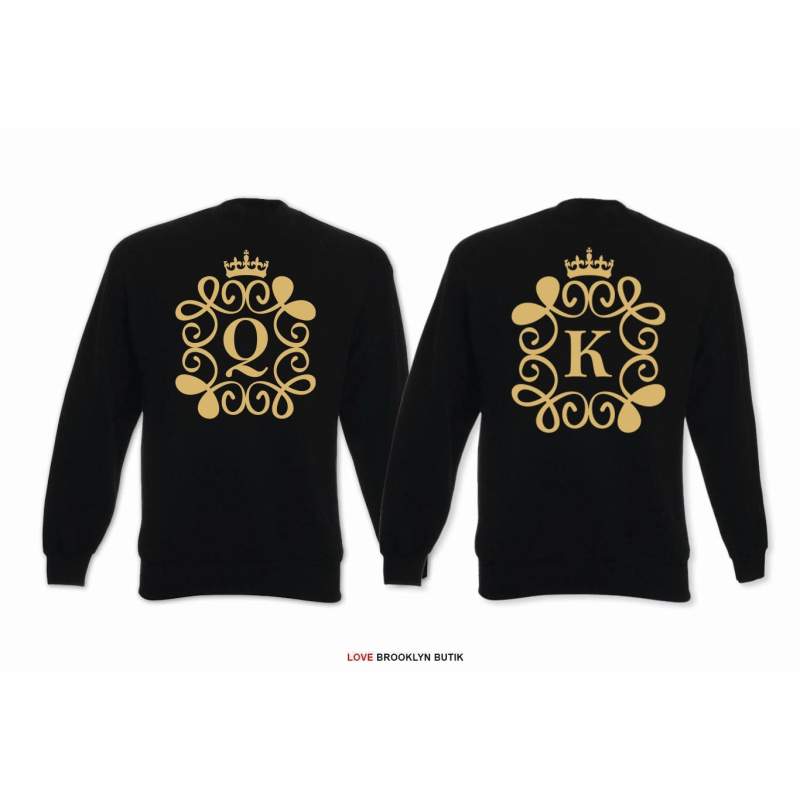 Bluza oversize DLA PAR 2 SZT QUEEN corone & KING corone GOLD napis z tyłu