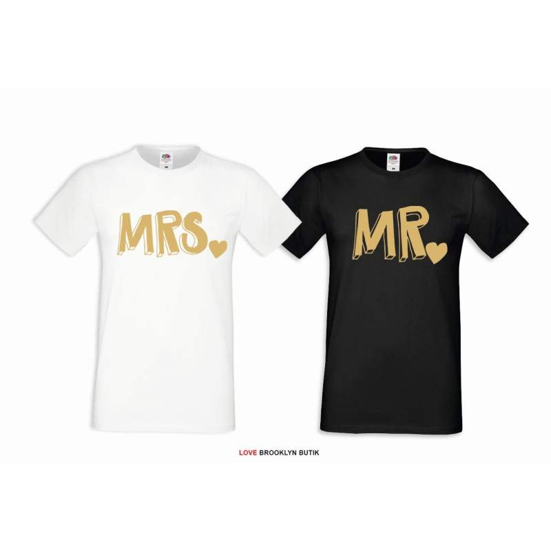 T-shirt DLA PAR 2 SZT BONNIE & CLYDE GOLD napis z przodu