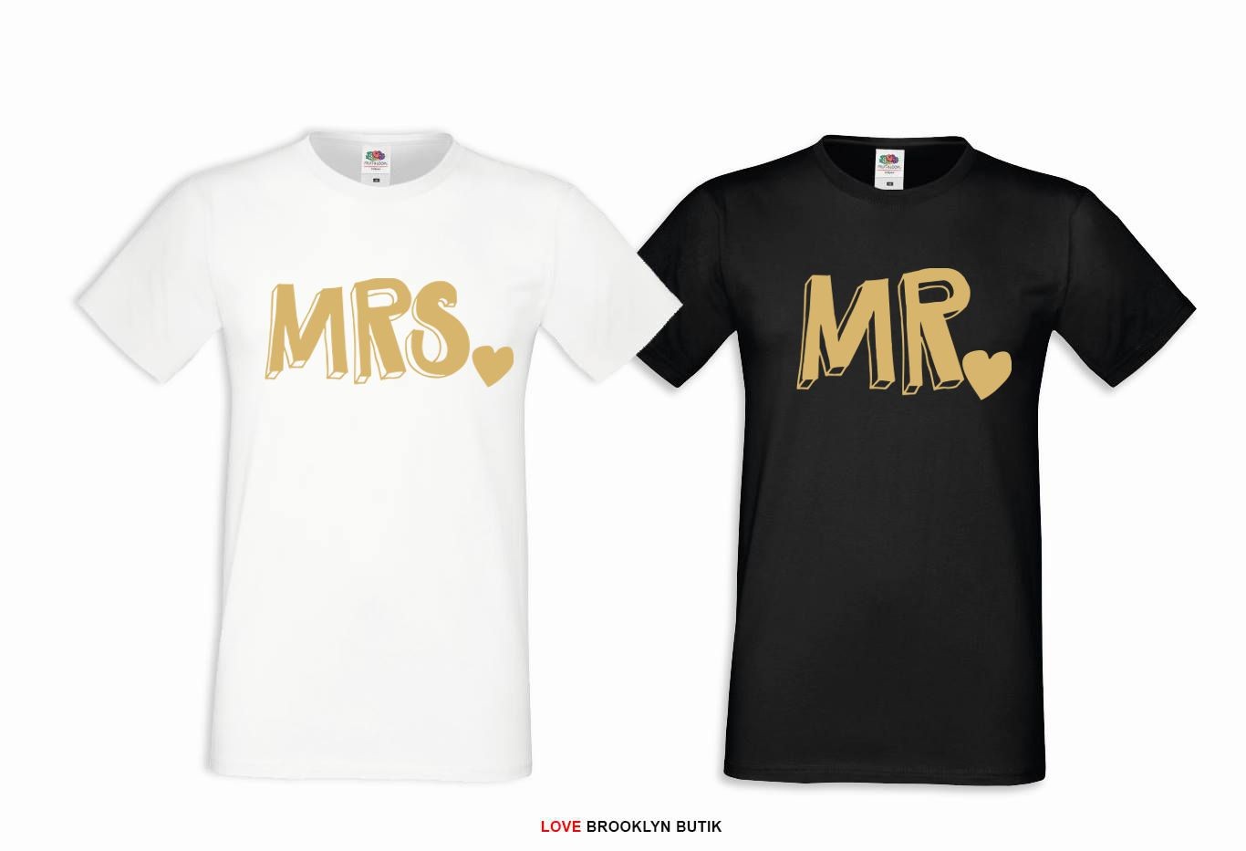 T-shirt DLA PAR 2 SZT MRS. & MR. GOLD  napis z przodu S XL