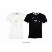 T-shirt DLA PAR 2 SZT LOVE YOU MORE napis z przodu LADY FIT DLA NIEJ & OVERSIZE DLA NIEGO