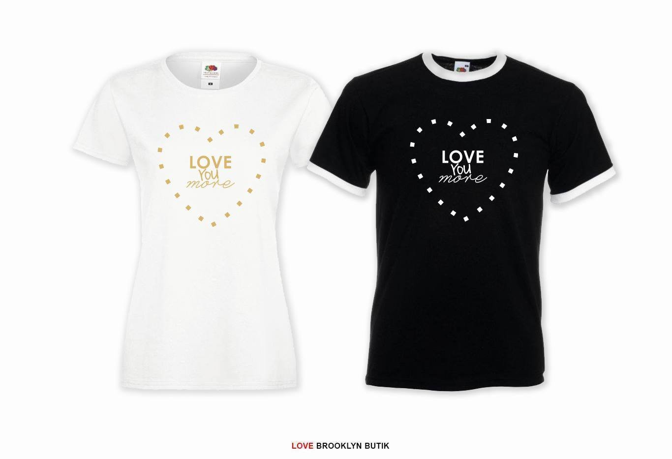 T-shirt DLA PAR 2 SZT LOVE YOU MORE napis z przodu LADY FIT DLA NIEJ & OVERSIZE DLA NIEGO XL M