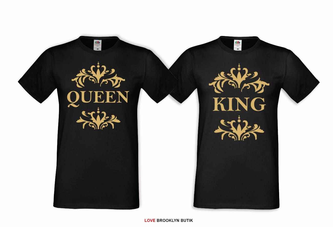 T-shirt DLA PAR 2 SZT QUEEN GOTIC & KING GOTIC GOLD napis z przodu M L