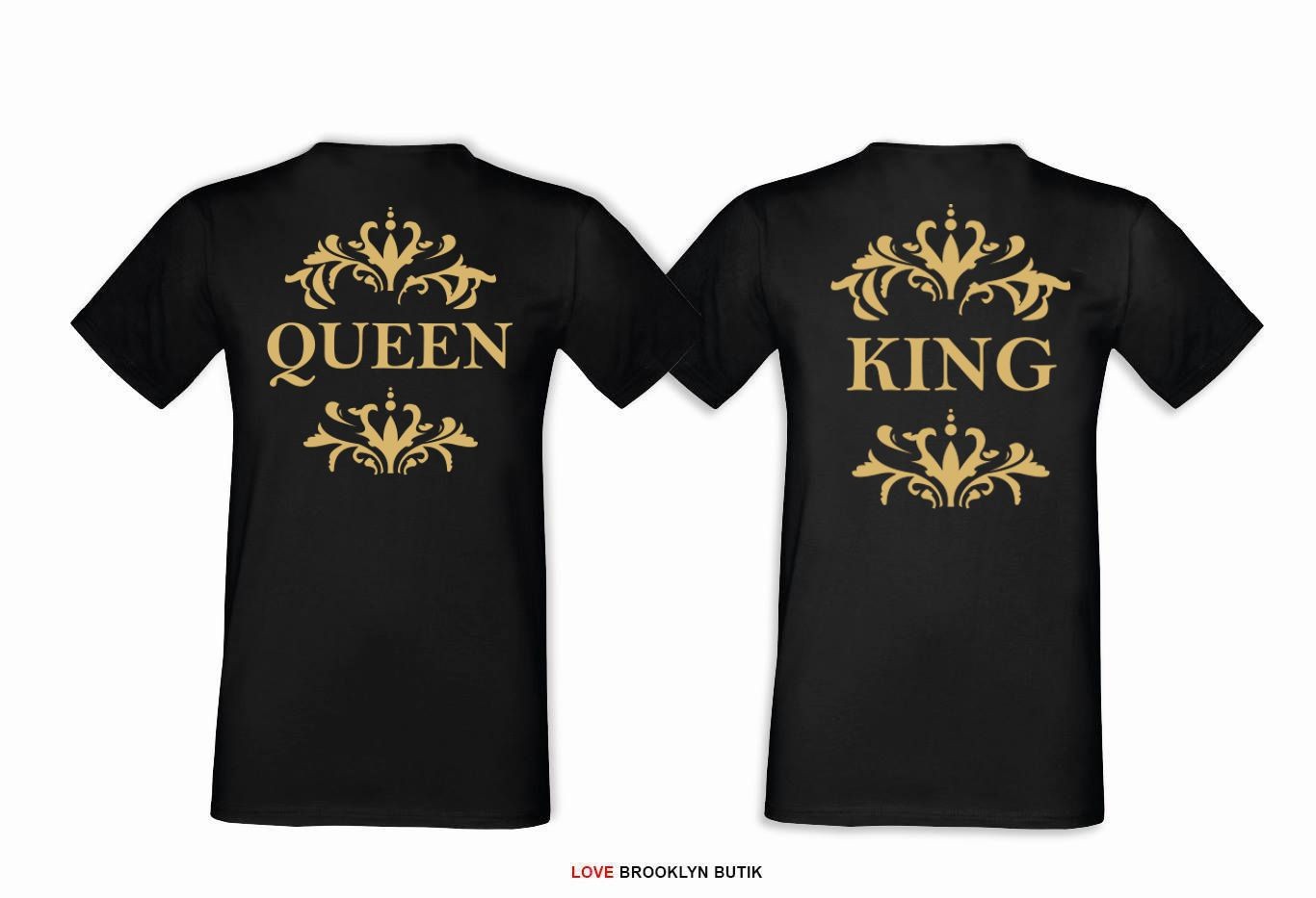 T-shirt DLA PAR 2 SZT QUEEN GOTIC & KING GOTIC GOLD napis z tyłu L XL