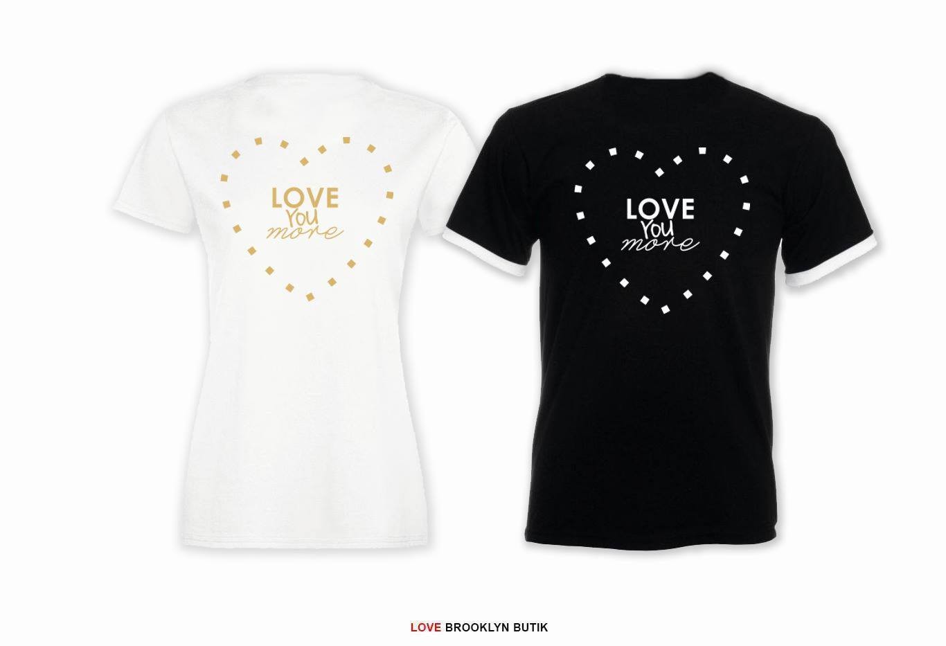 T-shirt DLA PAR 2 SZT LOVE YOU MORE napis z tyłu LADY FIT DLA NIEJ & OVERSIZE DLA NIEGO S XL