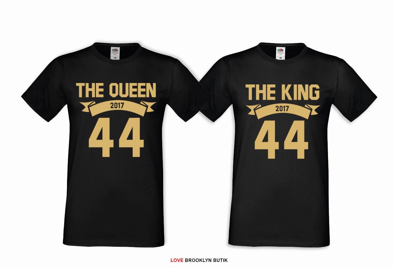 T-shirt DLA PAR 2 SZT THE KING & THE QUEEN 44 GOLD napis z przodu M M