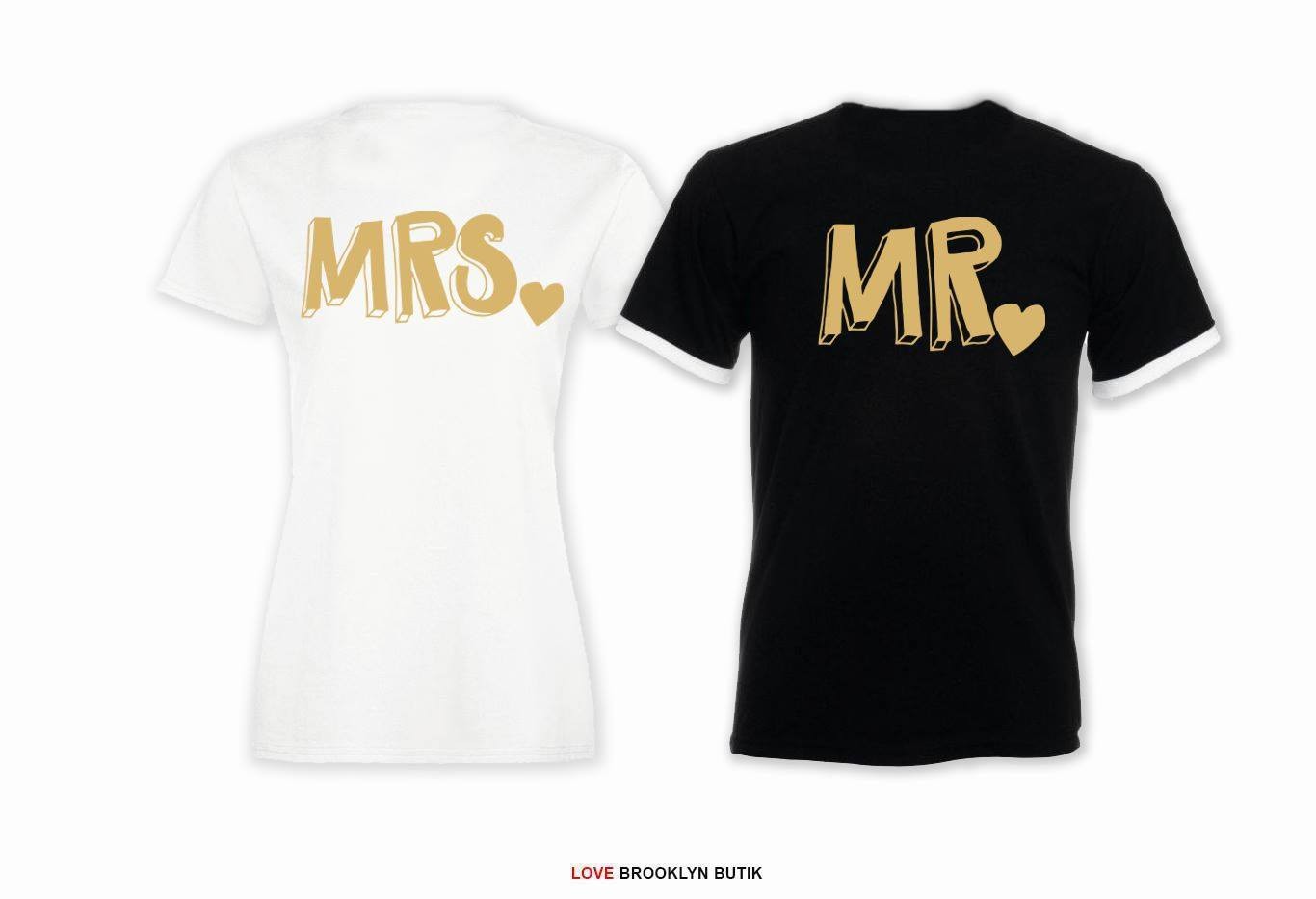 T-shirt DLA PAR 2 SZT MRS & MR napis z tyłu LADY FIT DLA NIEJ & OVERSIZE DLA NIEGO XL L