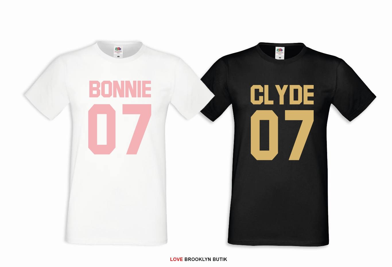 T-shirt DLA PAR 2 SZT BONNIE 07 PINK & CLYDE 07 GOLD napis z przodu XL XL